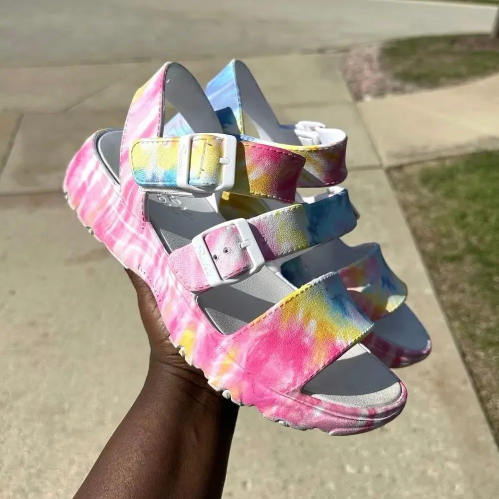 Skechers Women's Cali‎ Gear D'Lite 2.0 Molded 3-Strap Luxe Foam Sandals Size 10